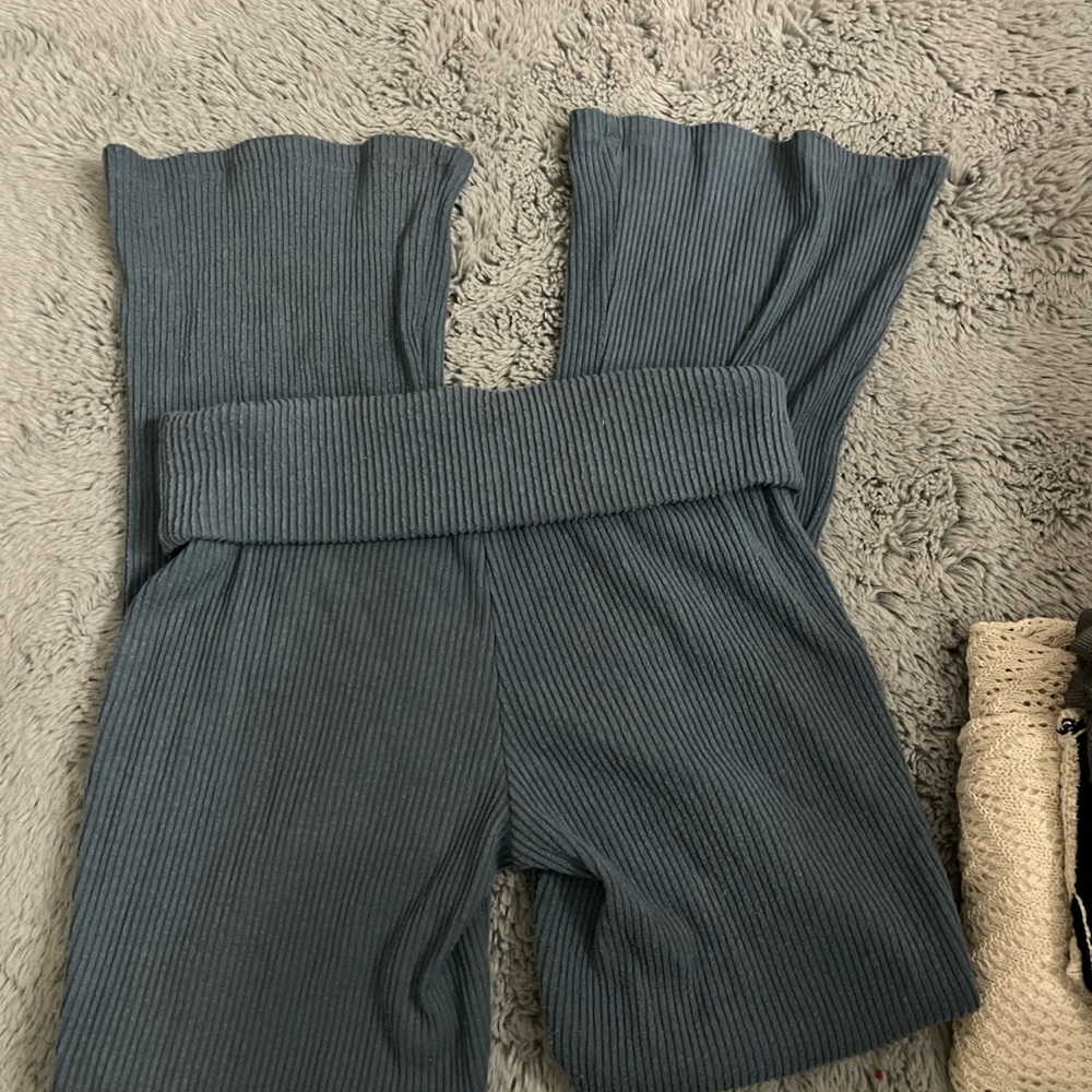 Women's Ribbed Pants in Gray